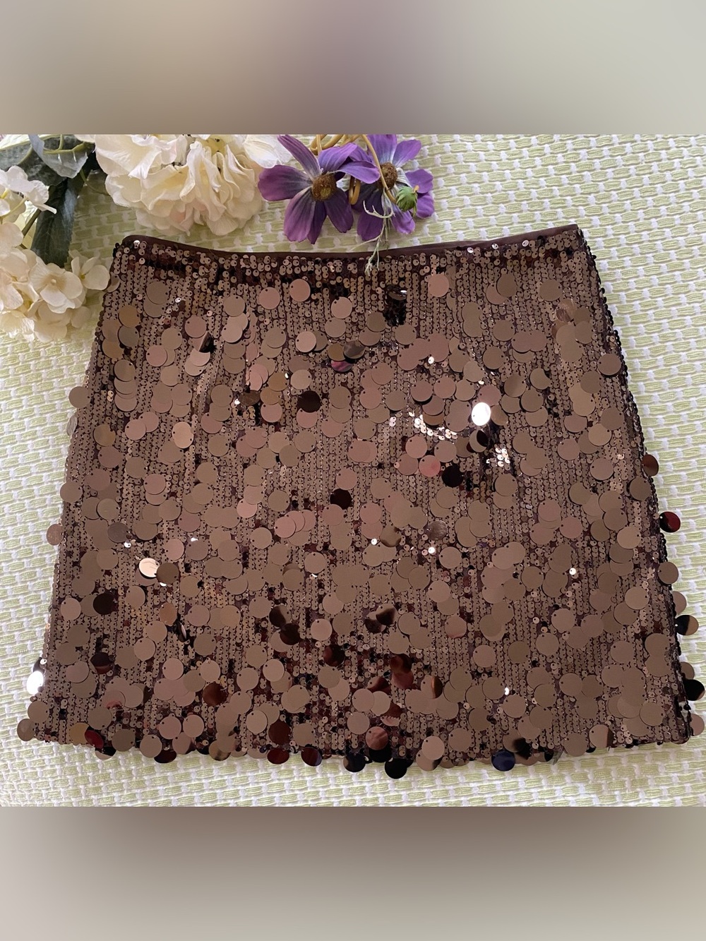 LOFT Brown Sequined Skirt